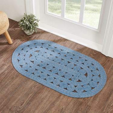 Celeste Blended Blue Indoor/Outdoor Oval Braided Rug 27